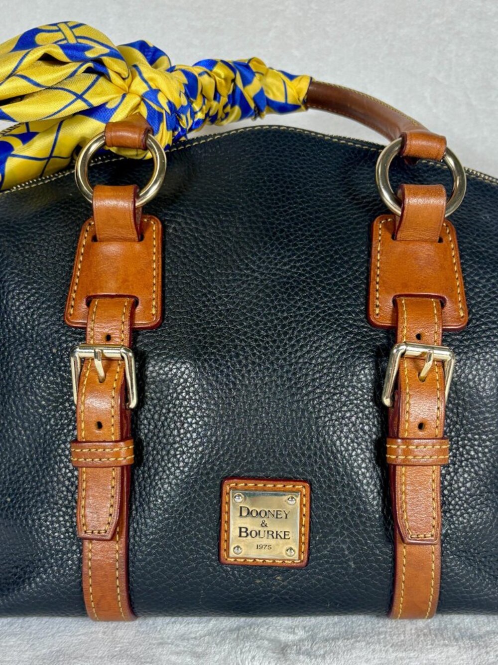 Dooney & Bourke Bristol Satchel in Black with Matching Attached Pouch and Scarf - Picture 3 of 15